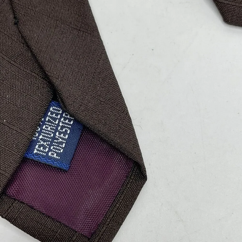 Vintage Tie Craft Texturized Polyester‎ Necktie Brown Slim Classic